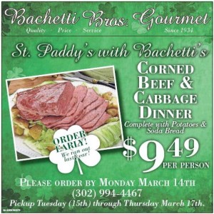 Bachetti Brothers St. Patrick's Day Meal 2016