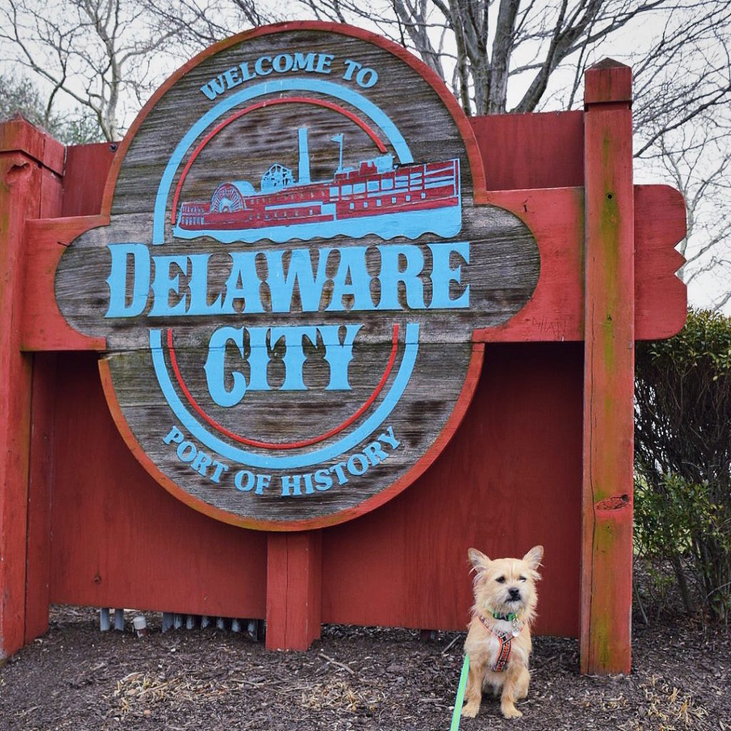 Miles on Hydrants Delaware City Welcome Sign Feb 2016